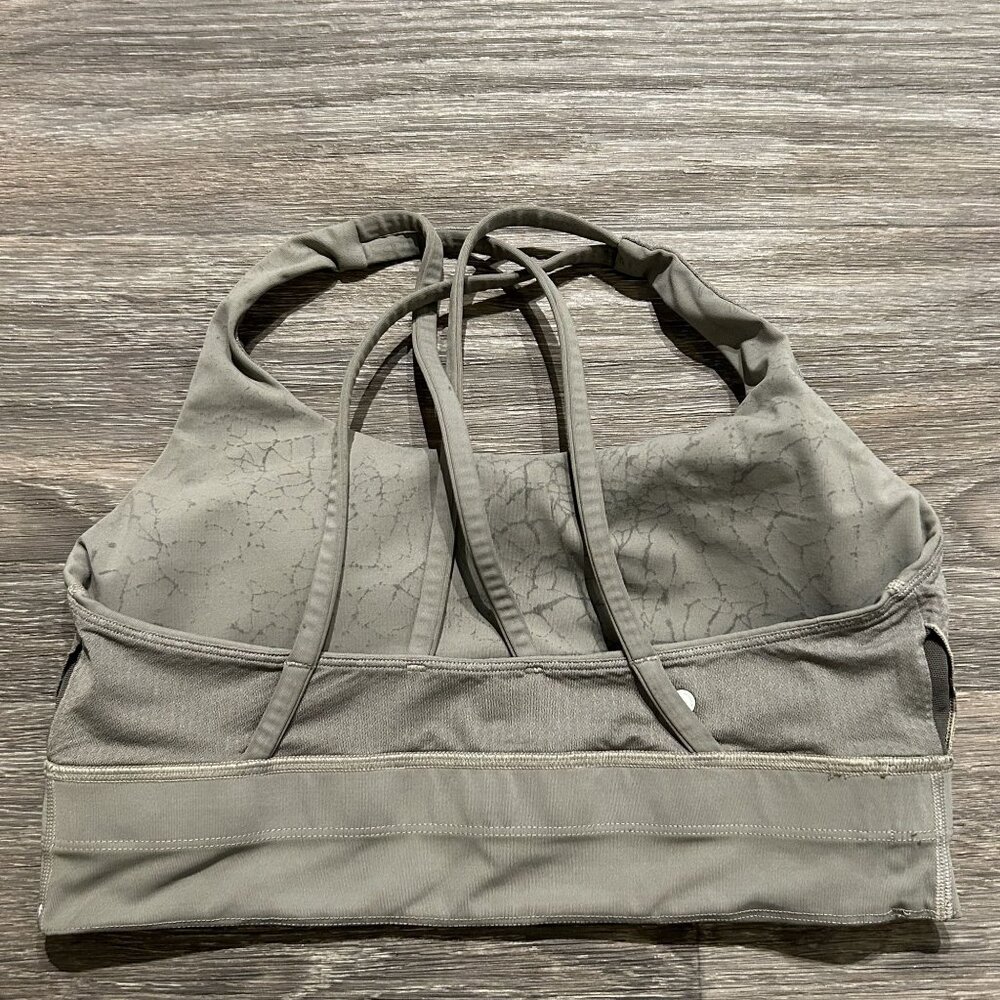 Lululemon Energy Longline Bra Medium Support Size 8 Gray Thread Dye Rover Black - Picture 8 of 10